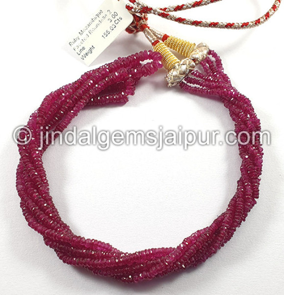 Ruby Mozambique Faceted Roundelle Shape Beads