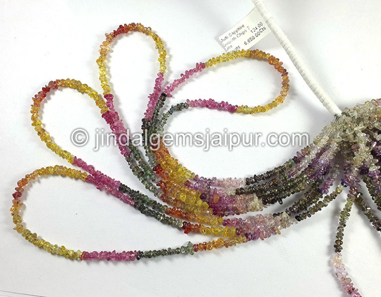 Multi Sapphire Smooth Chips Beads