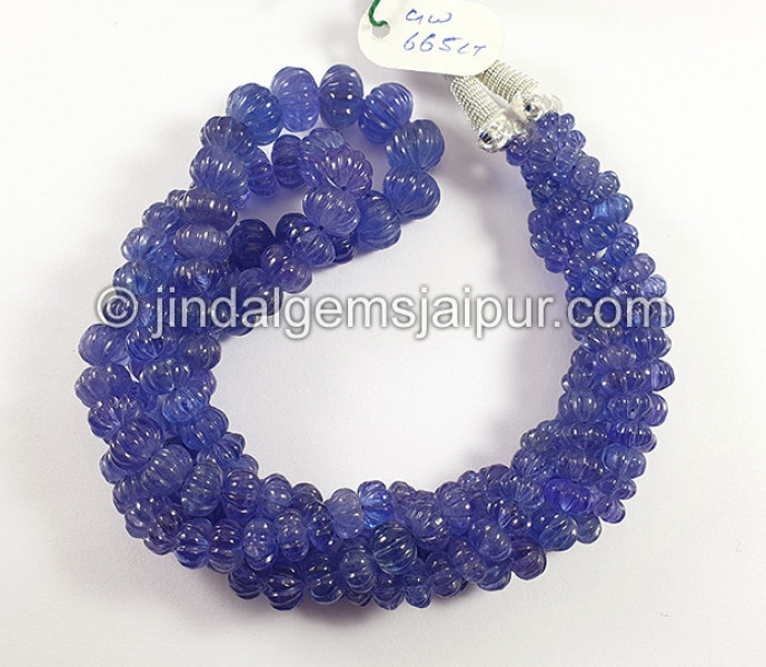Tanzanite Carved Pumpkin Shape Beads