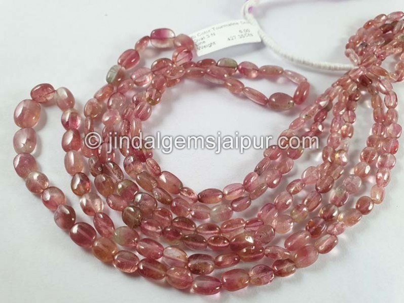 Bi Color Tourmaline Smooth Oval Beads