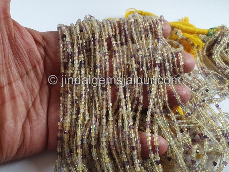 Yellow Fluorite Cut Cube Beads