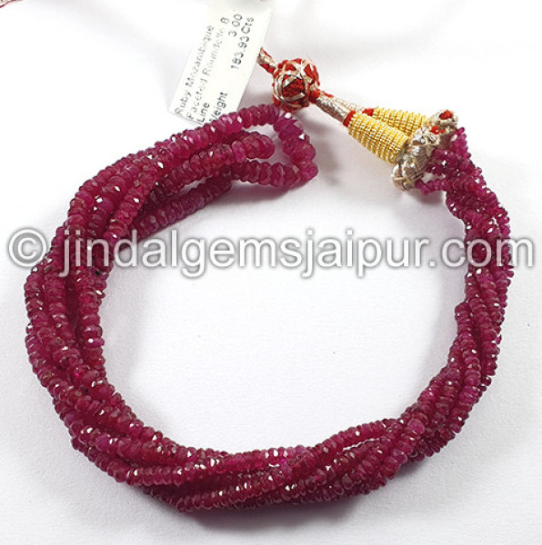 Ruby Mozambique Faceted Roundelle Shape Beads