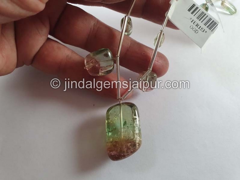 Bi Color Tourmaline Smooth Nugget Beads