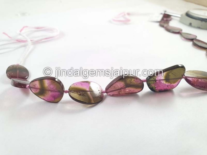 Watermelon Tourmaline Smooth Slices Beads
