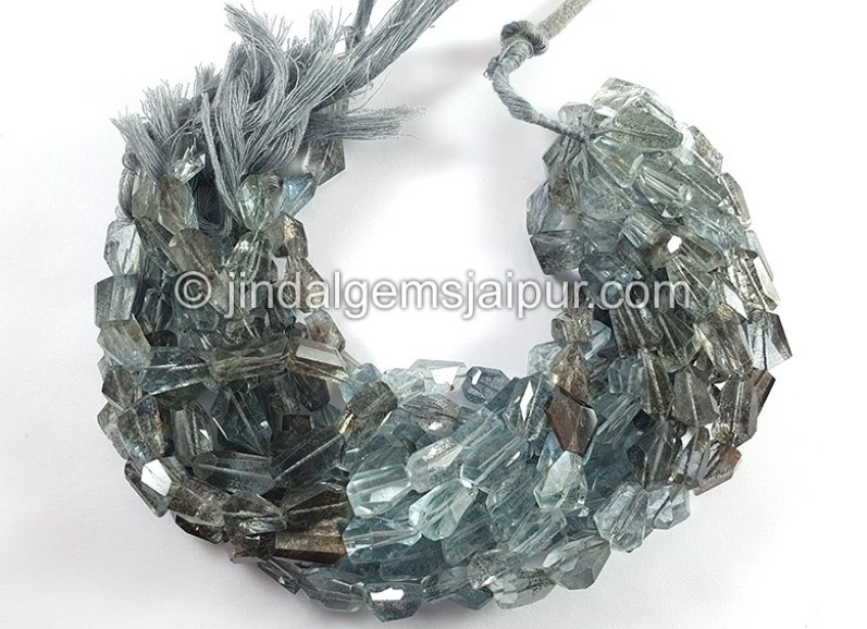 Moss Aquamarine Faceted Nuggets Shape Beads