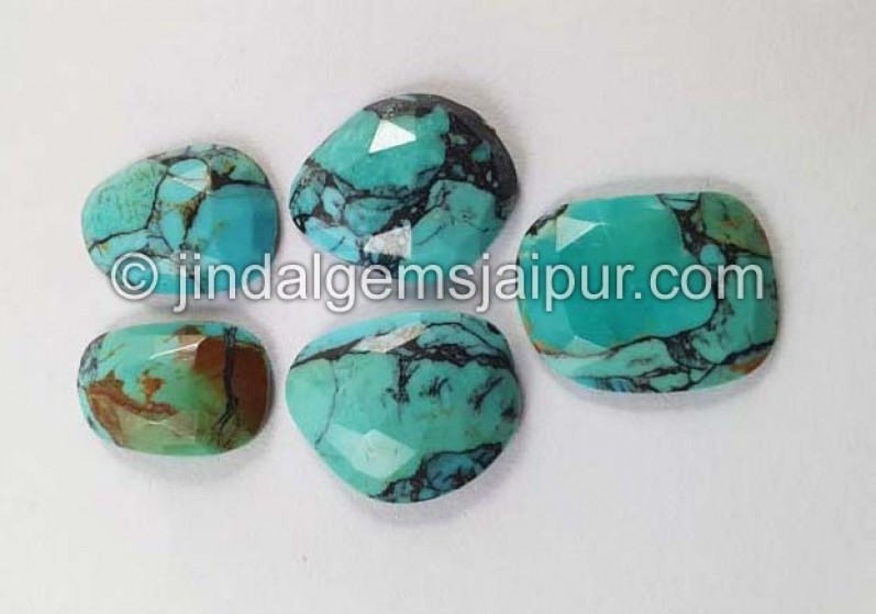 Black Spiderweb Turquoise Rose Cut Slices