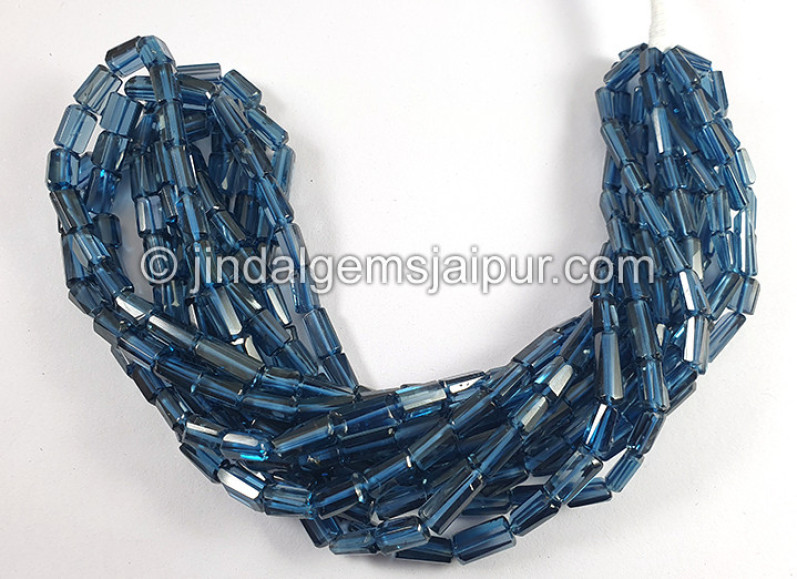 London Blue Topaz Step Cut Pipe Shape Beads