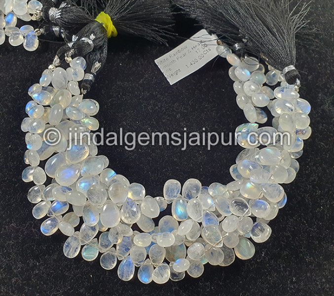 White Rainbow Smooth Pear Shape Beads