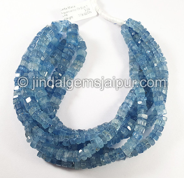 Santa Maria Aquamarine Cut Bolt Shape Beads