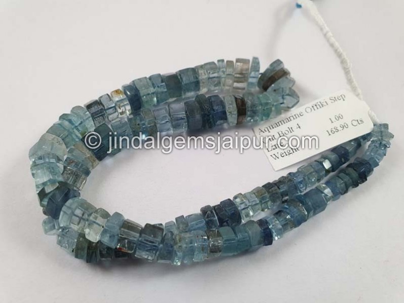Santa Maria Aquamarine Shaded Step Cut Roundelle Beads