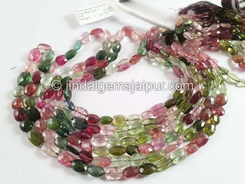 Tourmaline Faceted Oval Shape Beads