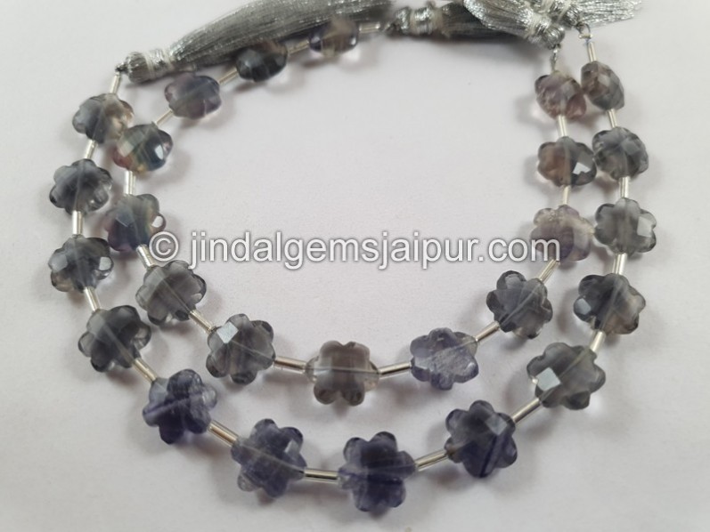 Fluorite Deep Blue Faceted Flower Beads