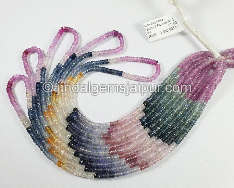 Multi Sapphire Faceted Roundelle Shape Beads