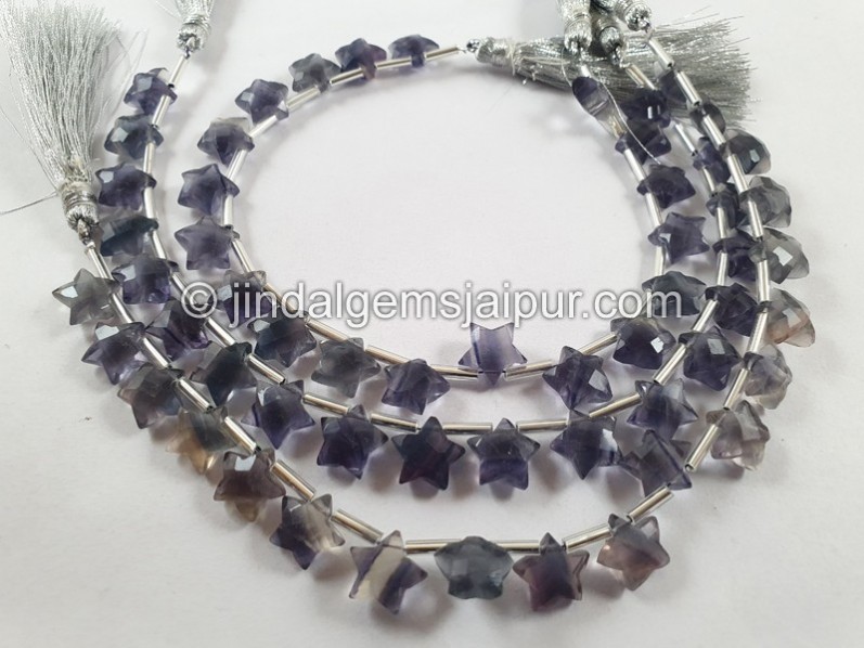 Fluorite Blue Faceted Star Beads