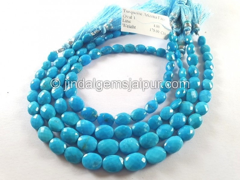 Turquoise Arizona Faceted Oval Shape Beads