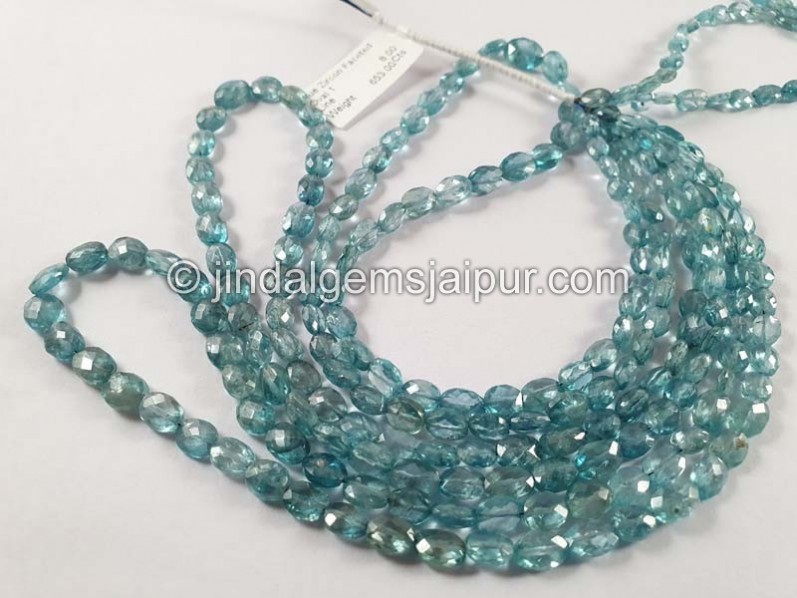 Blue Zircon Faceted Oval Beads -- ZRCN58