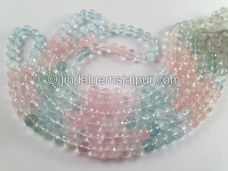 Multi Aquamarine Faceted Round Balls Beads
