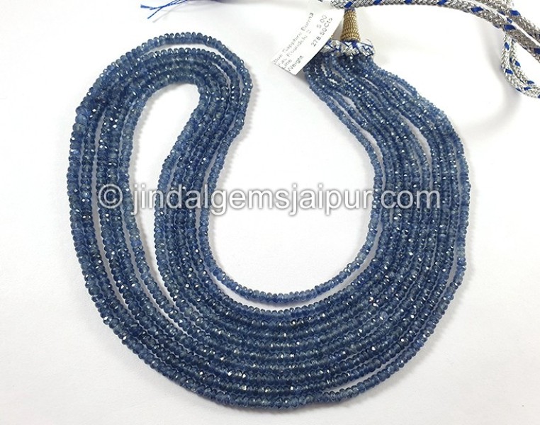 Blue Sapphire Burma Faceted Roundelle Shape Beads