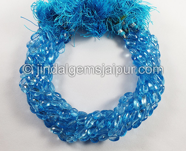 Swiss Blue Topaz Faceted Oval Shape Small Beads