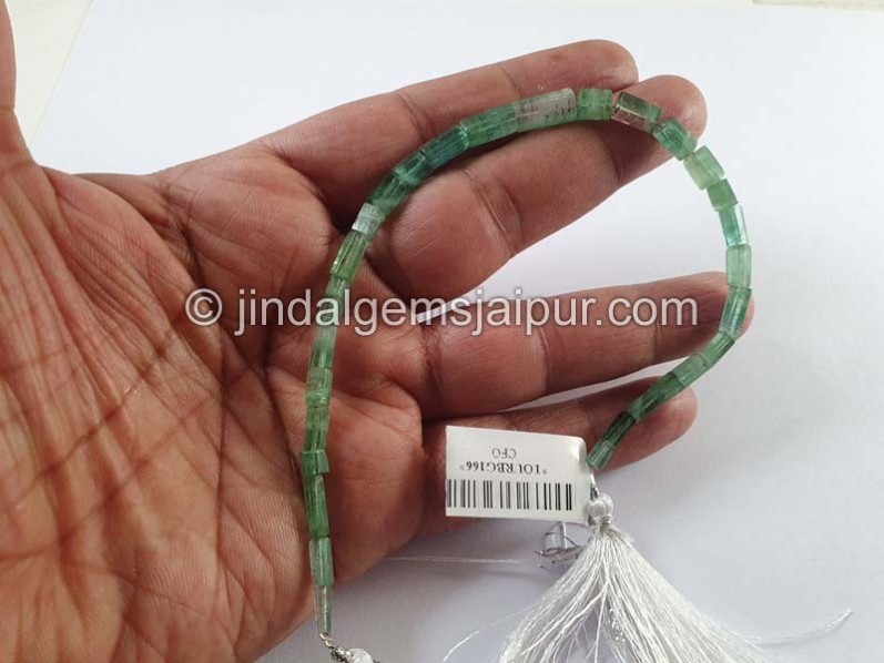 Green Tourmaline Faceted Pipe Beads