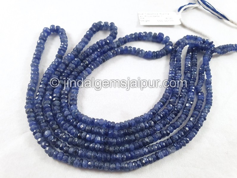 Blue Sapphire Burma Faceted Roundelle Shape Beads