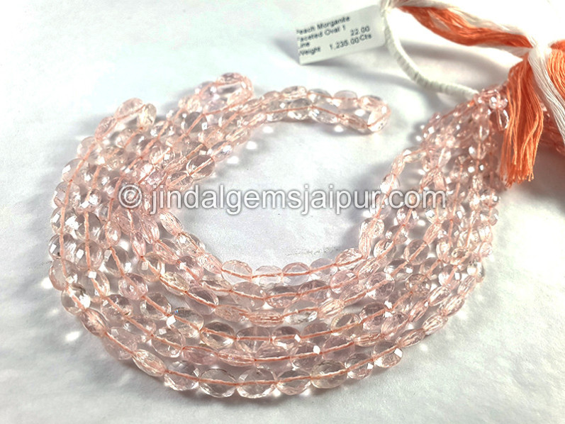 Peach Morganite Faceted Oval Shape Beads