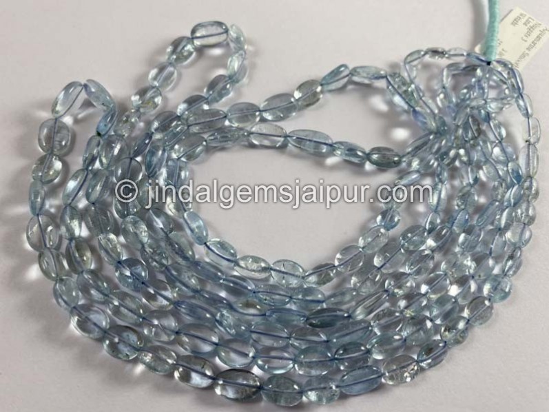 Aquamarine Smooth Oval Nugget Beads