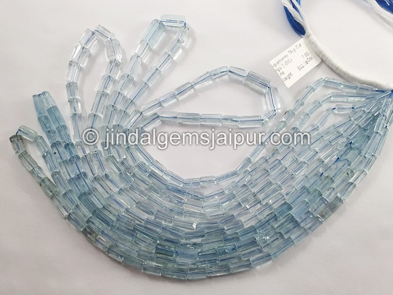 Aquamarine Step Cut Pipe Shape Beads