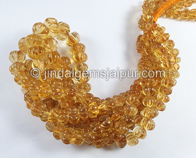 Citrine Carved Pumpkin Shape Beads