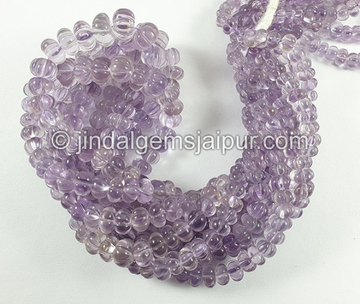 Pink Amethyst Carved Pumpkin Shape Beads