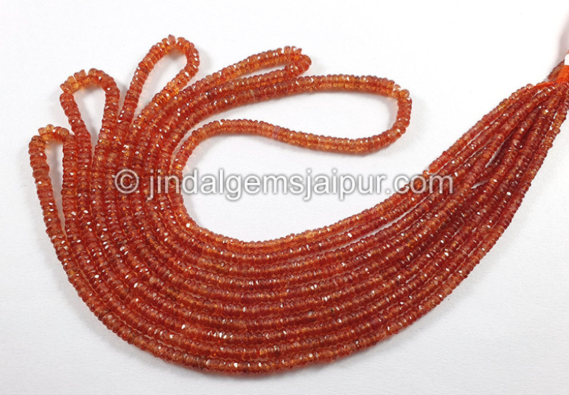 Orange Sapphire Faceted Tyre Shape Beads