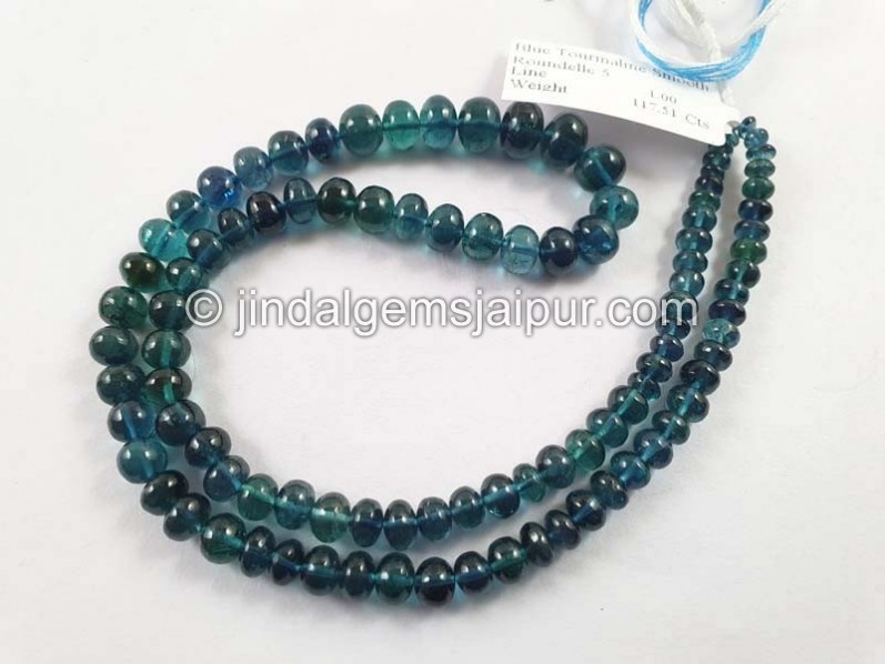 Indicolite Blue Tourmaline Smooth Roundelle Beads