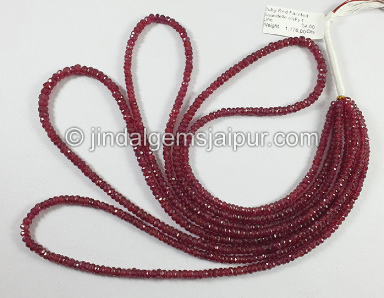 Ruby Faceted Roundelle Shape Beads