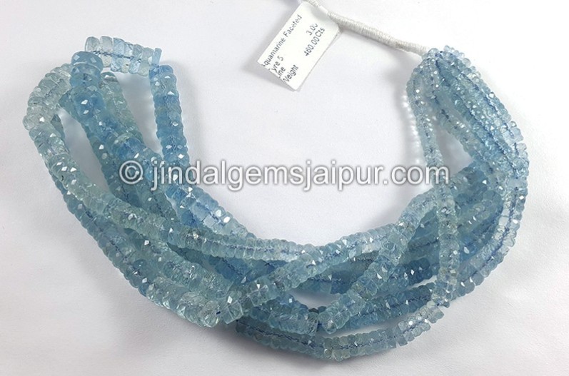 Aquamarine Faceted Tyre Shape Beads