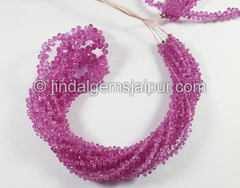 Pink Sapphire Faceted Drops Shape Beads