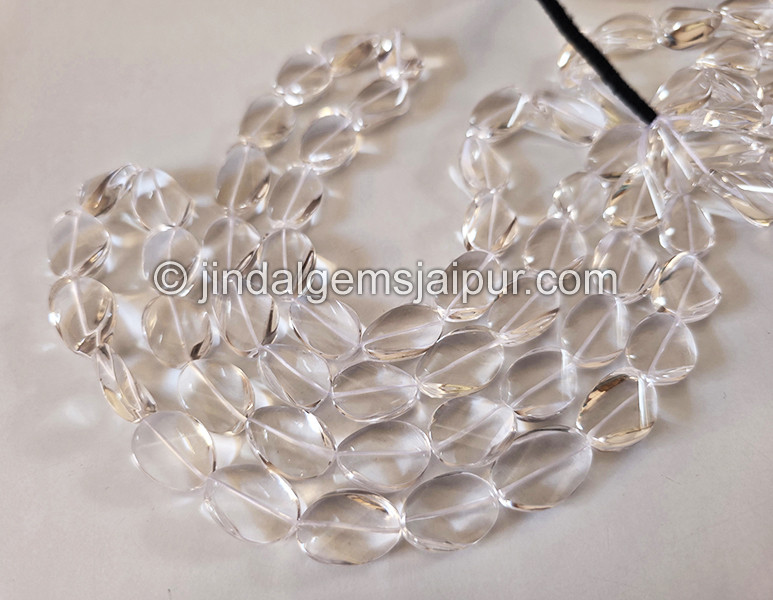 Crystal Quartz Twisted Oval Shape Beads