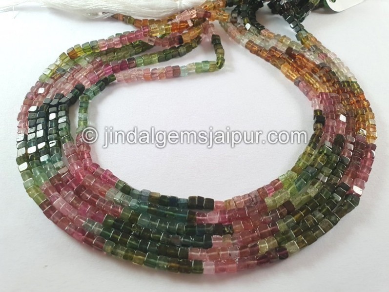 Tourmaline Smooth Cube Beads