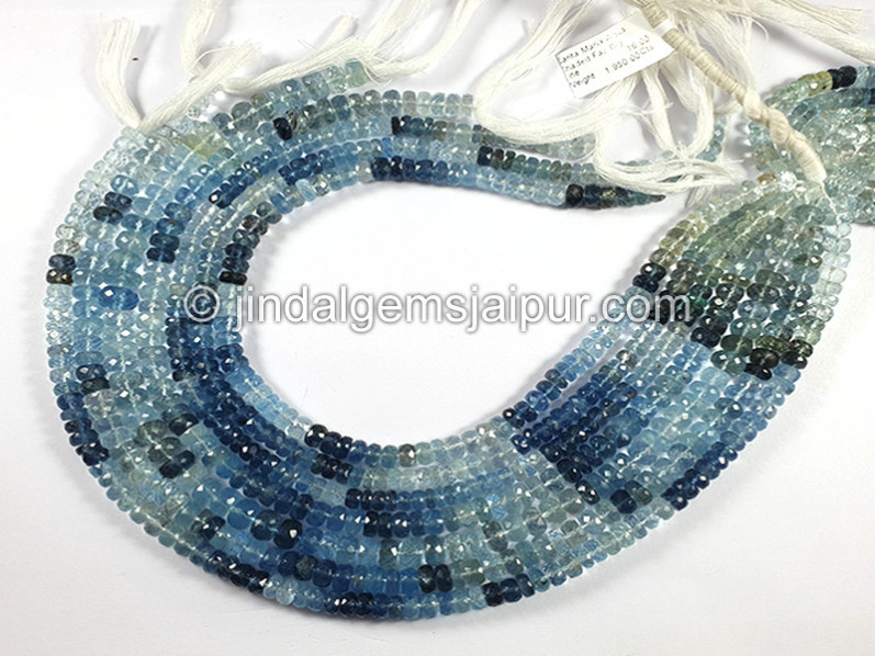 Santa Maria Aquamarine Shaded Faceted Roundelle Shape Beads