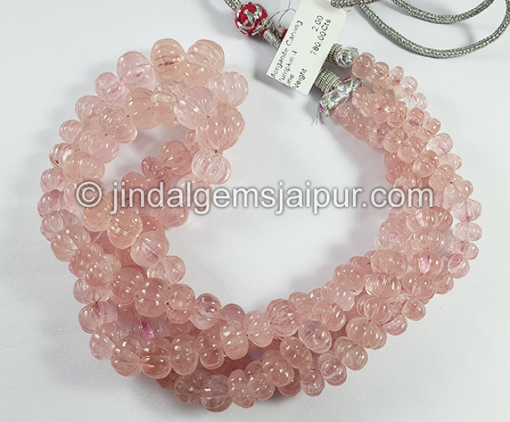 Morganite Carved Pumpkin Shape Beads