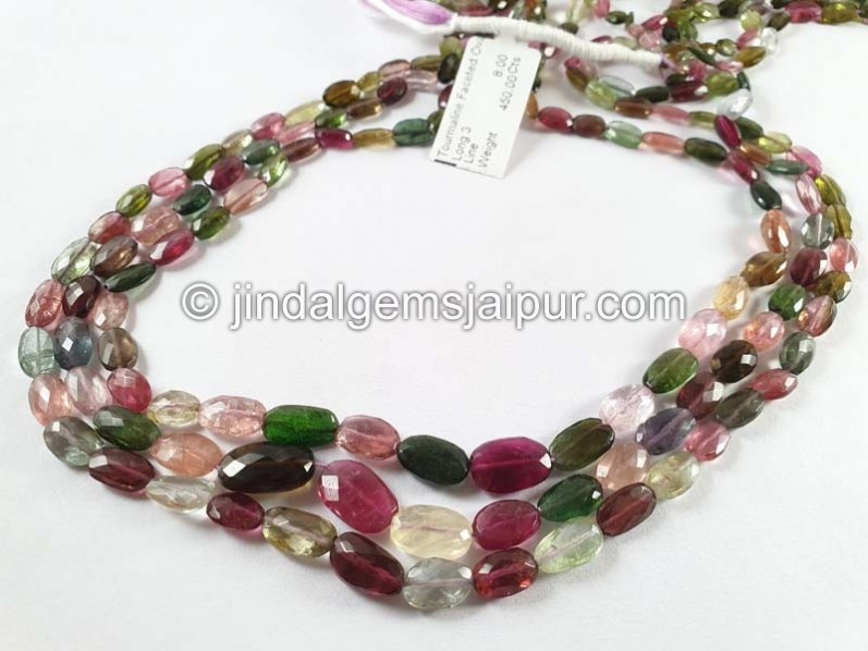 Tourmaline Faceted Oval Long Beads