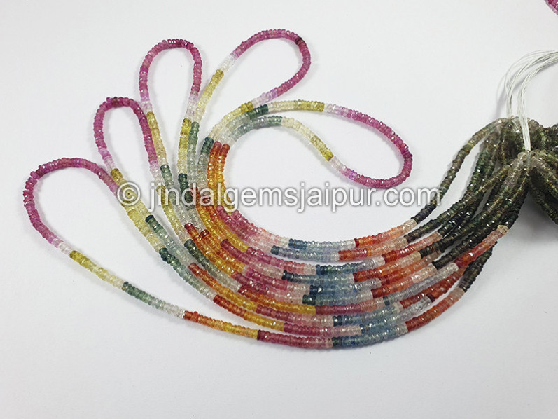 Multi Sapphire Faceted Tyre Shape Beads
