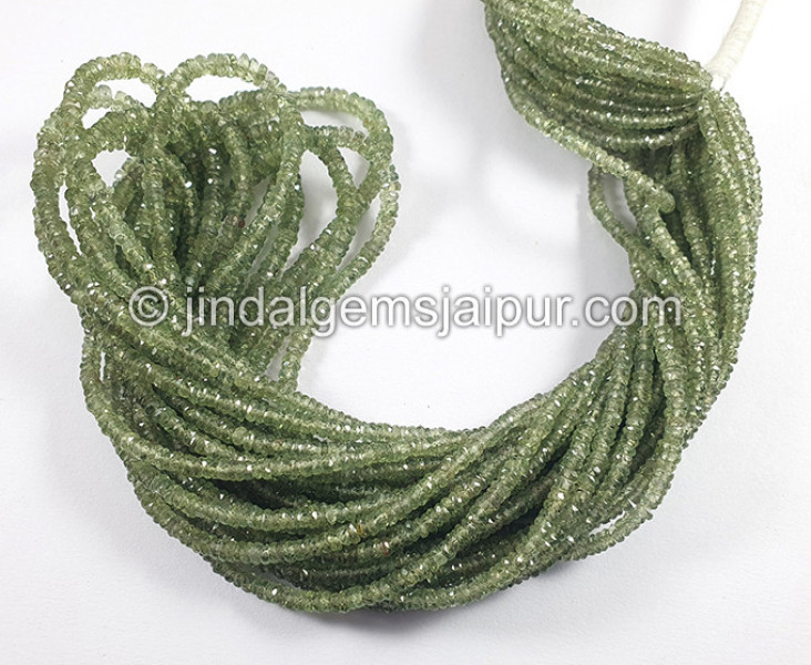 Green Sapphire Faceted Tyre Shape Beads