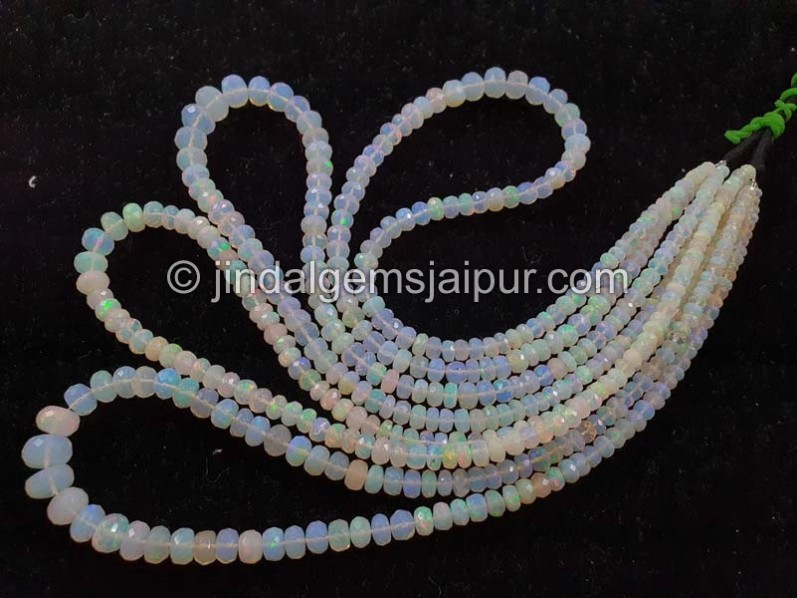 White Ethiopian Opal Far Faceted Roundelle Beads