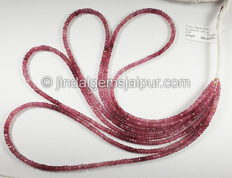 Ruby Shaded Faceted Roundelle Shape Beads