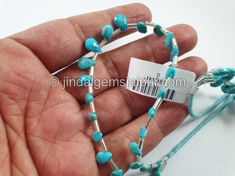 Turquoise Arizona Far Faceted Pear Shape Beads