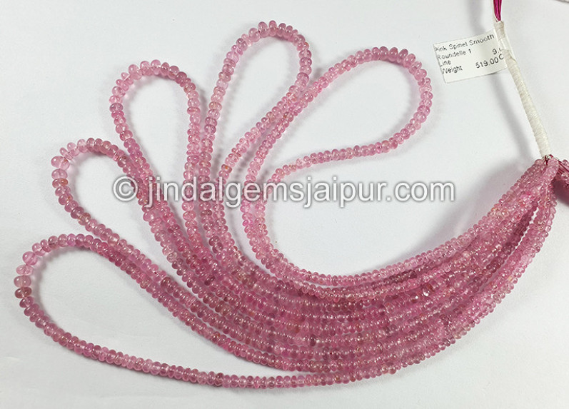 Pink Spinel Smooth Roundelle Shape Beads