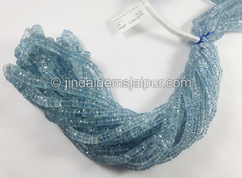 Aquamarine Faceted Tyre Shape Beads