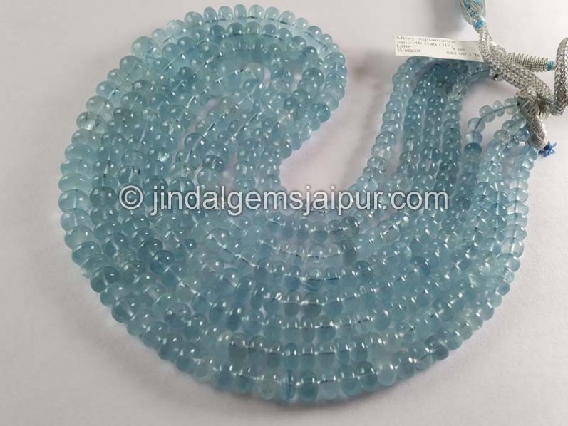 Milky Aquamarine Far Smooth Roundelle Beads