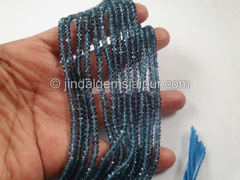 London Blue Topaz Faceted Roundelle Beads