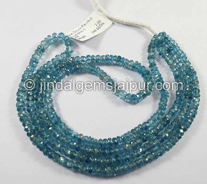 Blue Zircon Faceted Roundelle Shape Beads
